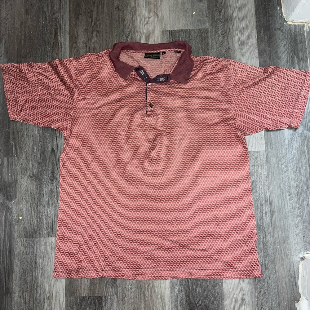 VTG Bobby Jones Collection Red Patterned Polo Shirt